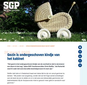 SGP: Gezin is ondergeschoven kindje van het kabinet